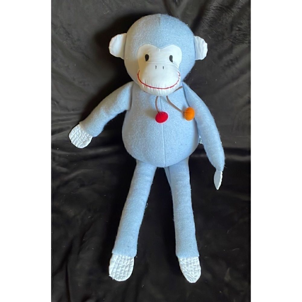 POTTERY BARN KIDS BLUE MONKEY SWINGING STUFFED ANIMAL PLUSH RARE RETIRED TOY PBK